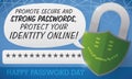 Padlock with Shield, Smile and Code to Celebrate Password Day, Vector Illustration