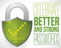 Padlock with Screen, Check and Sign Promoting Password Day Celebration, Vector Illustration