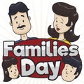 Happy Family with Greeting Celebrating their Day Together, Vector Illustration