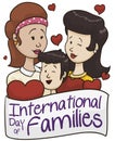 Happy Mothers with their Son Celebrating International Day of Families, Vector Illustration