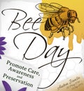 Bee Draw, Precepts and Commemoration Dedicated to Celebrate Bee Day, Vector Illustration