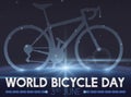 Cosmic Bike Silhouette over Planet Celebrating World Bicycle Day, Vector Illustration Royalty Free Stock Photo