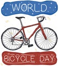 Bike Draw and Doodles Celebrating the World Bicycle Day, Vector Illustration