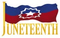 Waving Juneteenth Flag and Greeting Golden Sign to Celebrate it, Vector Illustration