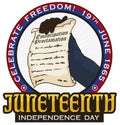 Commemorative Button with Emancipation Proclamation for Juneteenth Celebration, Vector Illustration Royalty Free Stock Photo