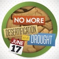 Labels and Calendar over Button for Desertification and Drought Day, Vector Illustration Royalty Free Stock Photo