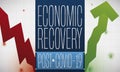 Arrows, Graph and Half-mask Depicting the Economic Recovery Post COVID-19, Vector Illustration Royalty Free Stock Photo