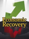 Arrow Overcoming the Storm Crisis and Rising up to Economic Recovery, Vector Illustration