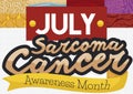 Calendar, Tissues Sample and Yellow Ribbon for Sarcoma Awareness Month, Vector Illustration