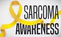 Yellow Ribbon Tangled in Greeting Message for Sarcoma Awareness Event, Vector Illustration
