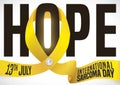 Yellow Ribbon as Symbol of Hope during International Sarcoma Day, Vector Illustration