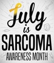 Yellow Ribbon, Sign and Doodles promoting Sarcoma Awareness Month, Vector Illustration