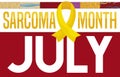 Yellow Ribbon and Tissues Samples Promoting Sarcoma Month in July, Vector Illustration