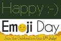 Retro Emoticon on Digital Screen and Modern Smile Promoting Emoji Day, Vector Illustration