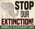 Elephant Worried about it Extinction during World Elephant Day, Vector Illustration