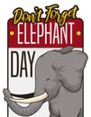 Calendar with Happy Elephant to Commemorate World Elephant Day, Vector Illustration
