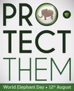 Design for World Elephant Day, Promoting Protection Efforts for these Animals, Vector Illustration