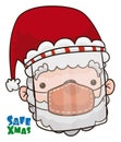 Santa Claus Promoting Safety Measures during Xmas and Pandemic Season, Vector Illustration