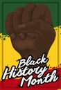 Fist, Brushstrokes and Frame ready for Black History Month Celebration, Vector Illustration Royalty Free Stock Photo