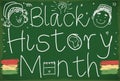 Chalkboard with Couple and Cute Doodles Promoting Black History Month Vector Illustration