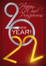 Hanging Numbers and Greetings for New Year 2022 Celebration, Vector Illustration