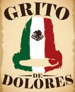 Bell in Brushstrokes with Mexican Flag Commemorating the Cry of Dolores, Vector Illustration