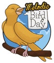 Happy Canary Singing in its Day: Bird Day, Vector Illustration