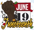 Calendar and Fist Breaking Chains Reminding at you Juneteenth Date, Vector Illustration Royalty Free Stock Photo