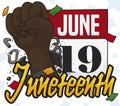 Calendar and Fist Breaking Chains Reminding at you Juneteenth Date, Vector Illustration Royalty Free Stock Photo