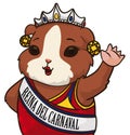 Female Guinea Pig as Blacks and Whites` Carnival Queen, Vector Illustration Royalty Free Stock Photo