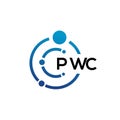 PWC letter technology logo design on white background. PWC creative initials letter IT logo concept. PWC letter design