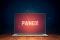 Pwned computer cyber security concept