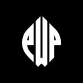 PWP circle letter logo design with circle and ellipse shape. PWP ellipse letters with typographic style. The three initials form a Royalty Free Stock Photo