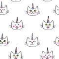 Caticorn half drop seampless repeat pattern Royalty Free Stock Photo