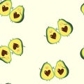 Seamless repeat pattern with happy avocado friends