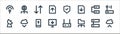 px network and communication line icons. linear set. quality vector line set such as cloud upload, folder, downloading, satellite Royalty Free Stock Photo