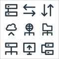 px network and communication line icons. linear set. quality vector line set such as database, uploading, database, folder, Royalty Free Stock Photo