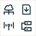 px network and communication line icons. linear set. quality vector line set such as database, wifi, file download Royalty Free Stock Photo