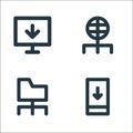 px network and communication line icons. linear set. quality vector line set such as smartphone, folder, internet Royalty Free Stock Photo