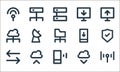 px network and communication line icons. linear set. quality vector line set such as wifi, smartphone, data transfer, cloud Royalty Free Stock Photo