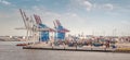 Panorama of a terminal in the Port of Hamburg Royalty Free Stock Photo