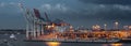 Panorama of a container terminal in the port of Hamburg Royalty Free Stock Photo