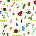 Happy Bugs juvenile repeat pattern Royalty Free Stock Photo