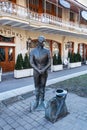 Pyatigorsk, Russia - February 12, 2022. Monument to Kisa Vorobyaninov naer Flower Garden park.