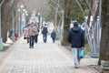 People walk down the street in Tsvetnik Park. Pyatigorsk, Rusia Royalty Free Stock Photo