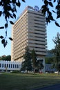 View of the Intourist Hotel in Pyatigorsk at sunset