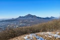 Scenic view of the Beshtau Mount from Mashuk Mount Royalty Free Stock Photo