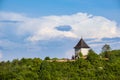 Pyatnychany tower defense structure, 15th century on forest hill slope, Lviv Region, Ukraine Royalty Free Stock Photo