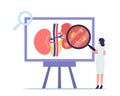 Pyelonephritis, Kidney Healthcare Concept. Tiny Doctor Nephrologist Character Medical Research. Urology and Nephrology Royalty Free Stock Photo