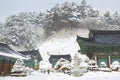 Odaesan mountain Woljeongsa temple at winter in Pyeongchang, Korea Royalty Free Stock Photo